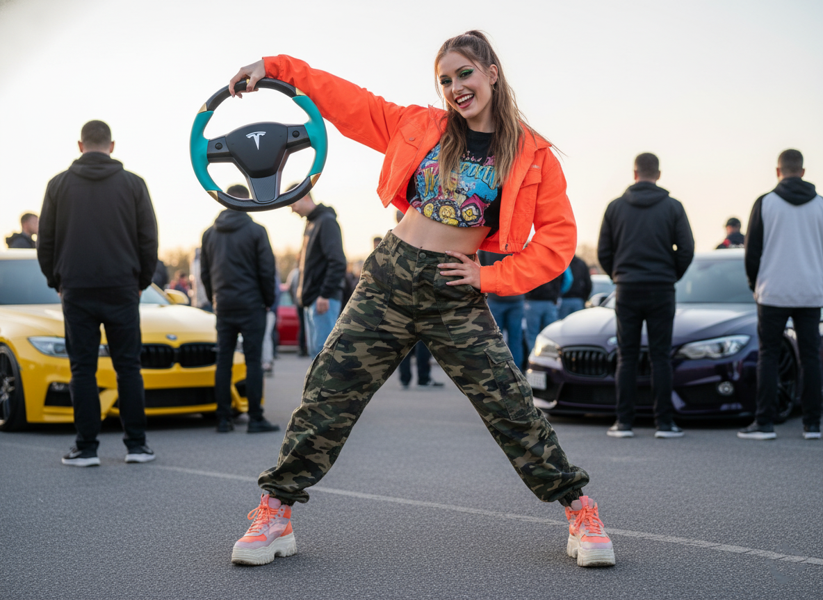 Light blue and gold leather black carbon fiber Tesla Model Y steering wheel - DYNA (2020-2024) Axeco