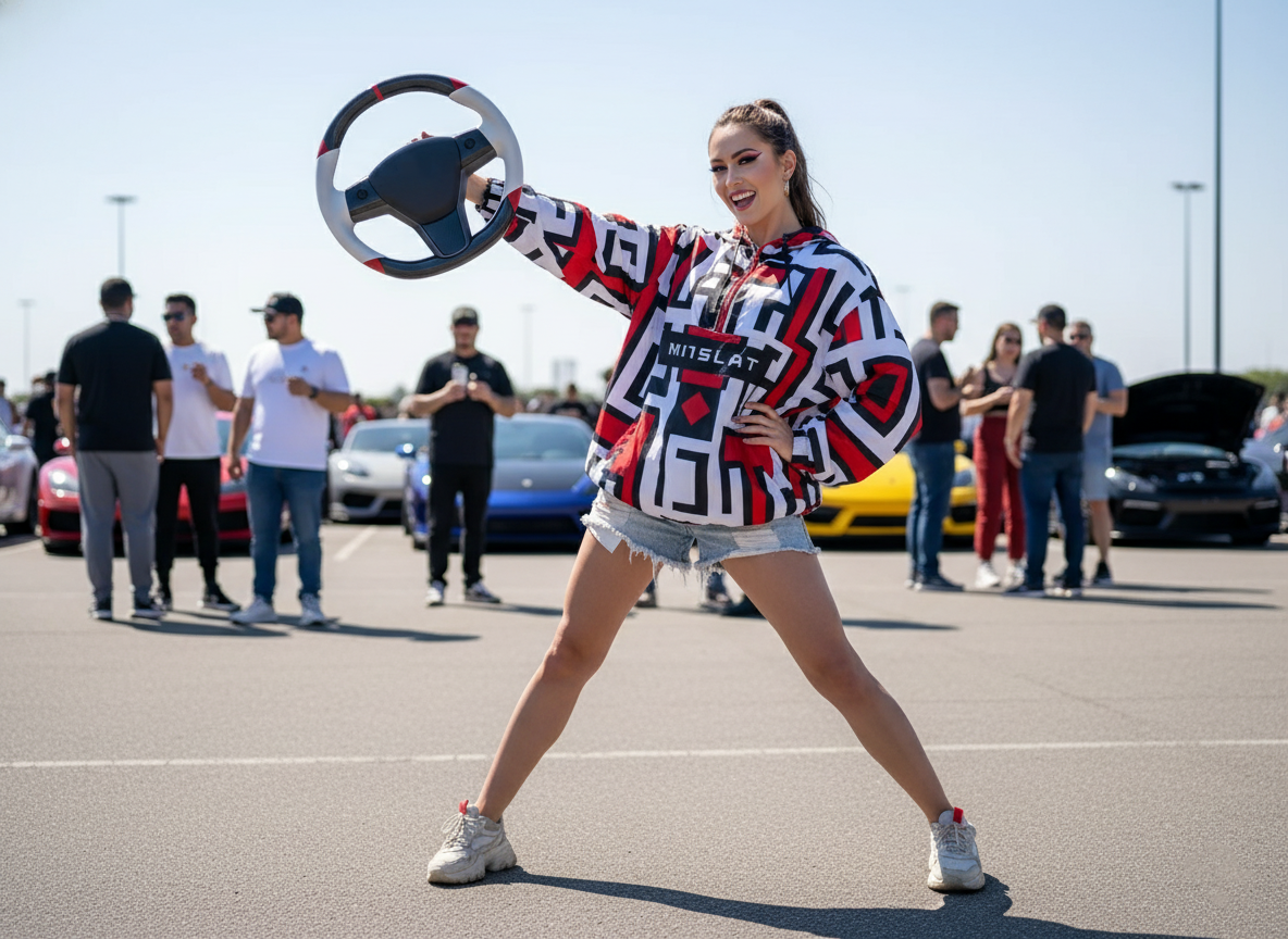 White and red Carbon Fiber Tesla Model 3 Custom Steering Wheel -DYNA(2017-2023.9) Axeco