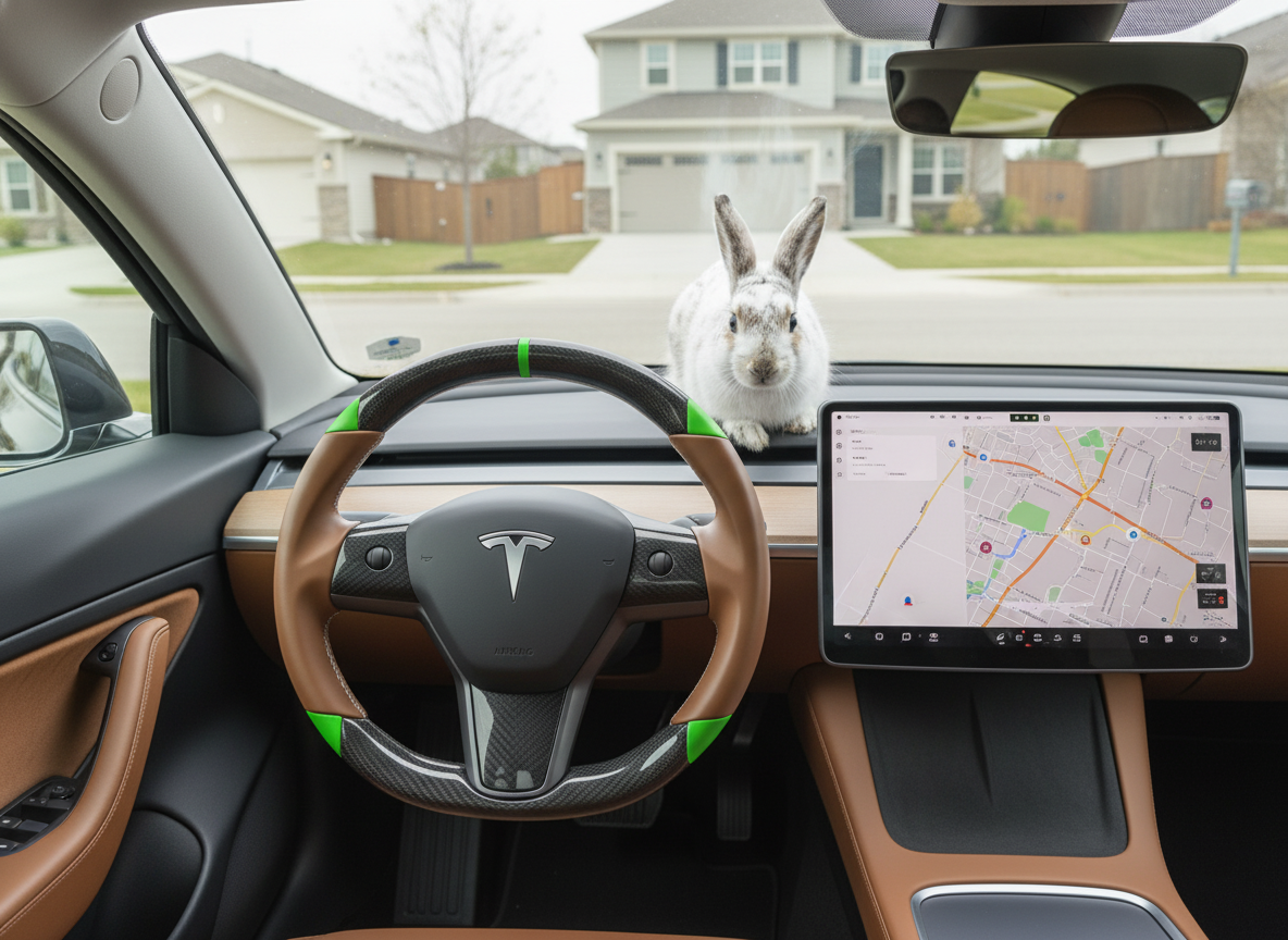 Brown and green leather black carbon fiber Tesla Model Y steering wheel - DYNA (2020-2024) Axeco