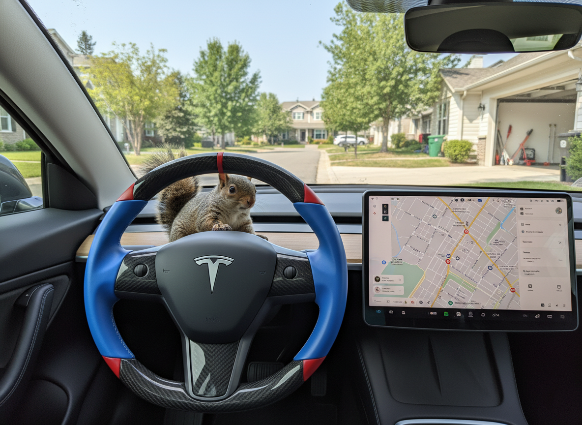 Blue and Red Carbon Fiber Tesla Model 3 Custom Steering Wheel -DYNA(2017-2023.9) Axeco