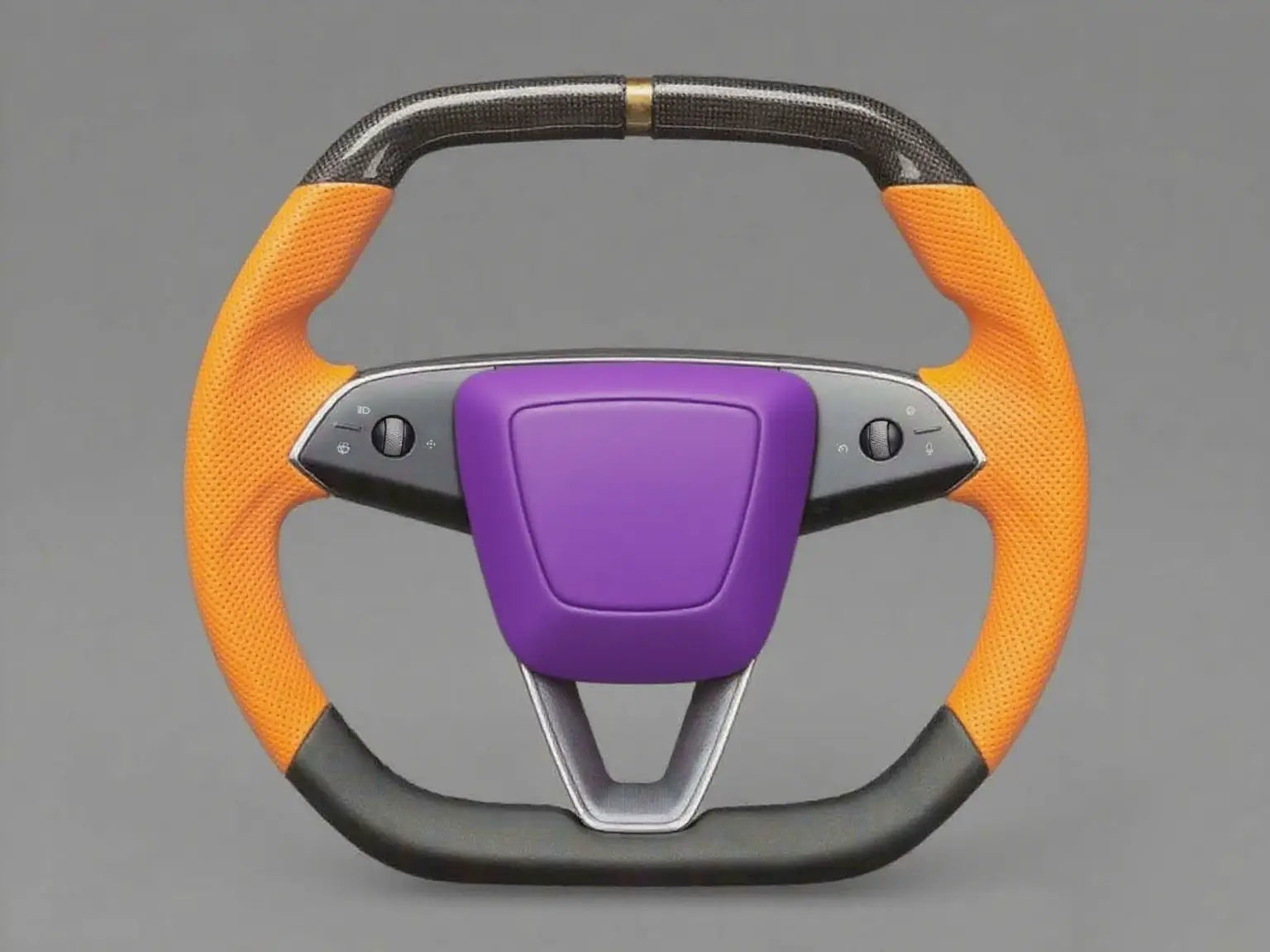 orange and purple carbon fiber Tesla Model Y L steering wheel - Super Enhancer (2025.8) Axeco