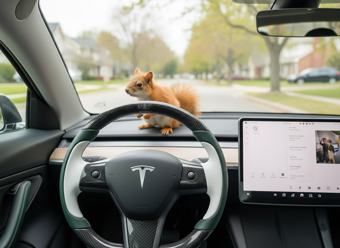 Green-White Tesla Model 3 Carbon Fiber Steering Wheel-Track Master(2017-2023.8) Axeco