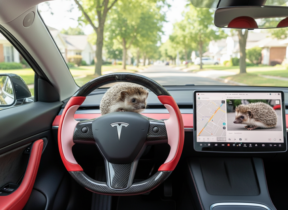 Bright red and soft pink Carbon Fiber Tesla model 3 Steering Wheel -Track Master(2023.9+) Axeco