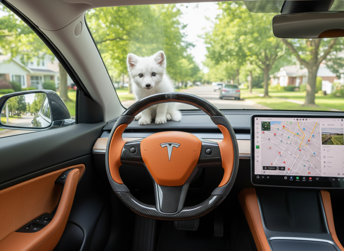 Orange and dark grey Carbon Fiber Tesla Model Y Steering Wheel-Track Master(2020-2024) Axeco