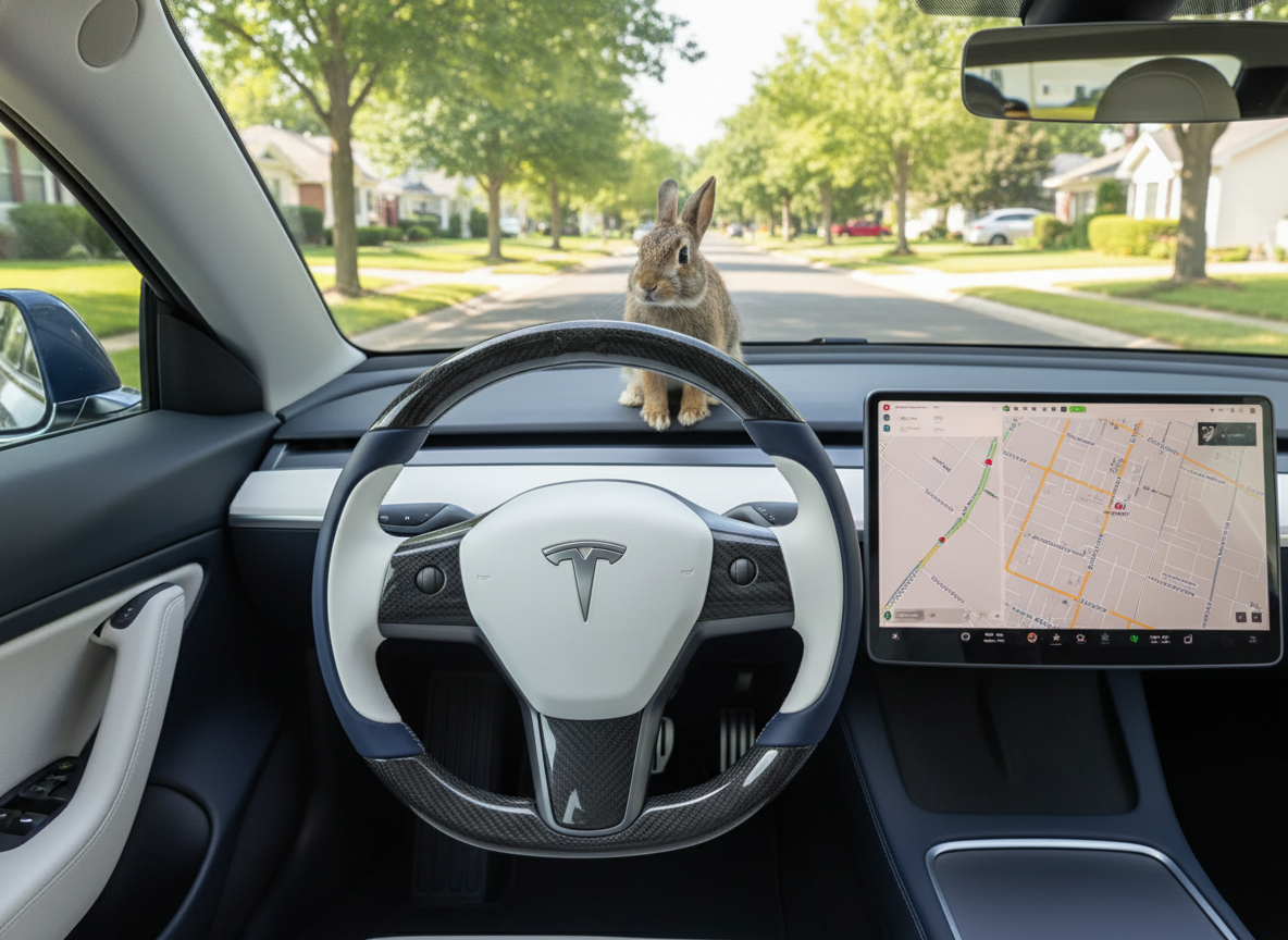 White-Dark blue Tesla Model 3 Carbon Fiber Steering Wheel-Track Master(2017-2023.8) Axeco