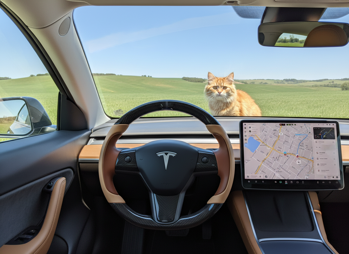 Brown and light brown Carbon Fiber Tesla Model Y Steering Wheel-Track Master(2020-2024) Axeco