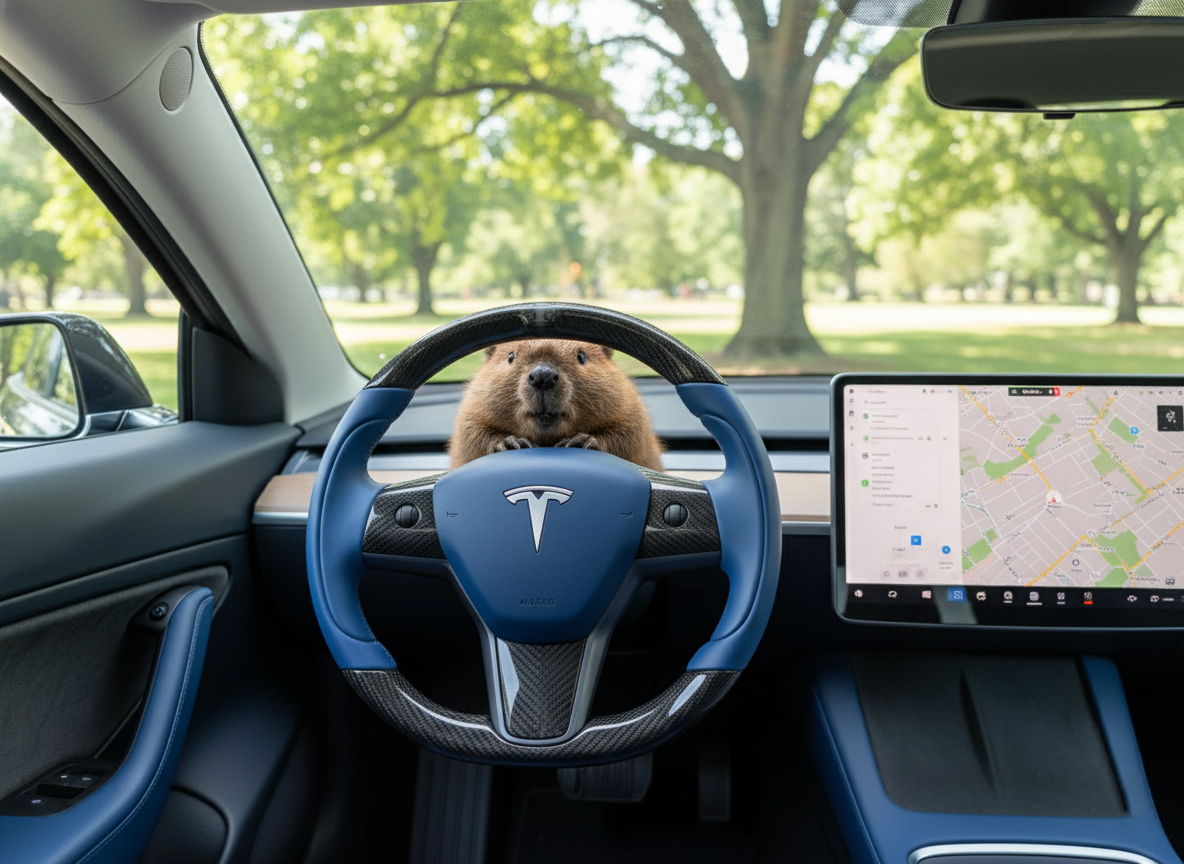 Blue and Black Carbon Fiber Tesla Model 3 Steering Wheel - Track Master (2017-2023.8) Axeco