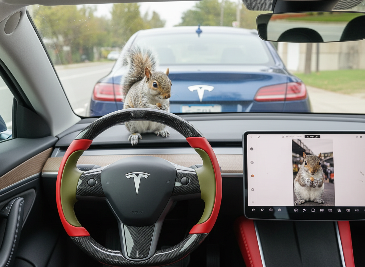 Red and green Carbon Fiber Tesla model 3 Steering Wheel -Track Master(2023.9+) Axeco