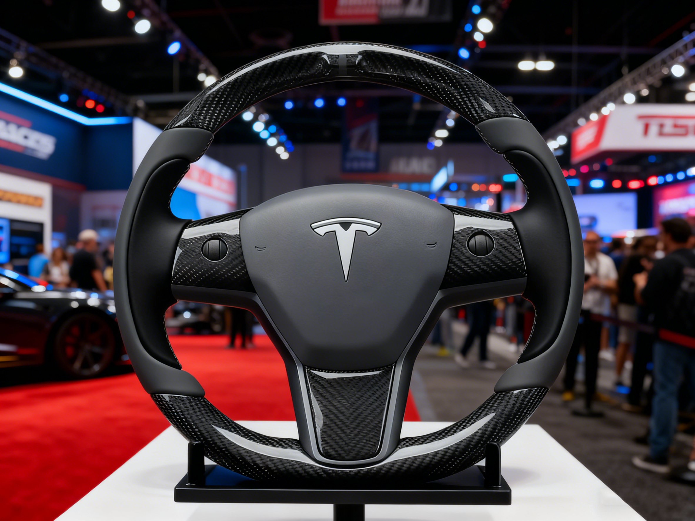 Dark grey and black Carbon Fiber Tesla model 3 Steering Wheel -Track Master(2023.9+) Axeco