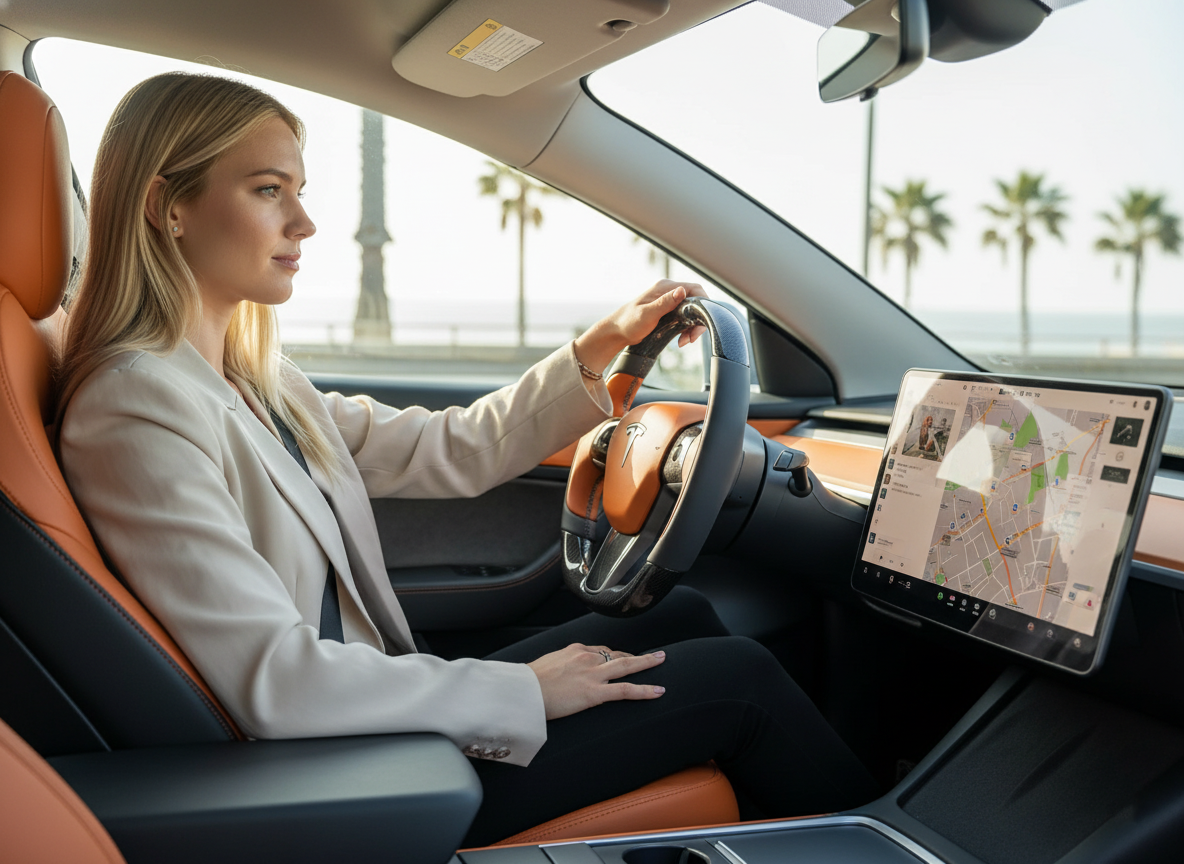 Orange and dark grey Carbon Fiber Tesla Model Y Steering Wheel-Track Master(2020-2024) Axeco