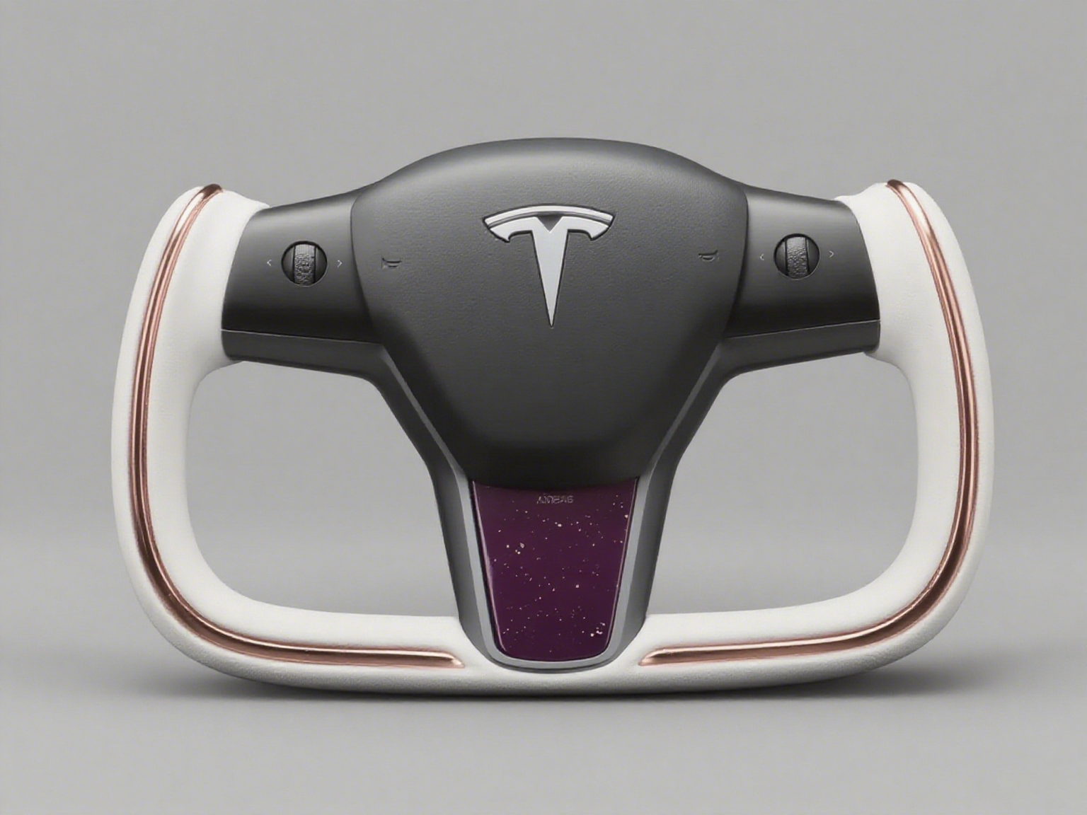 Copper and white leather Tesla Model Y Yoke Steering Wheel(2020-2024) Axeco
