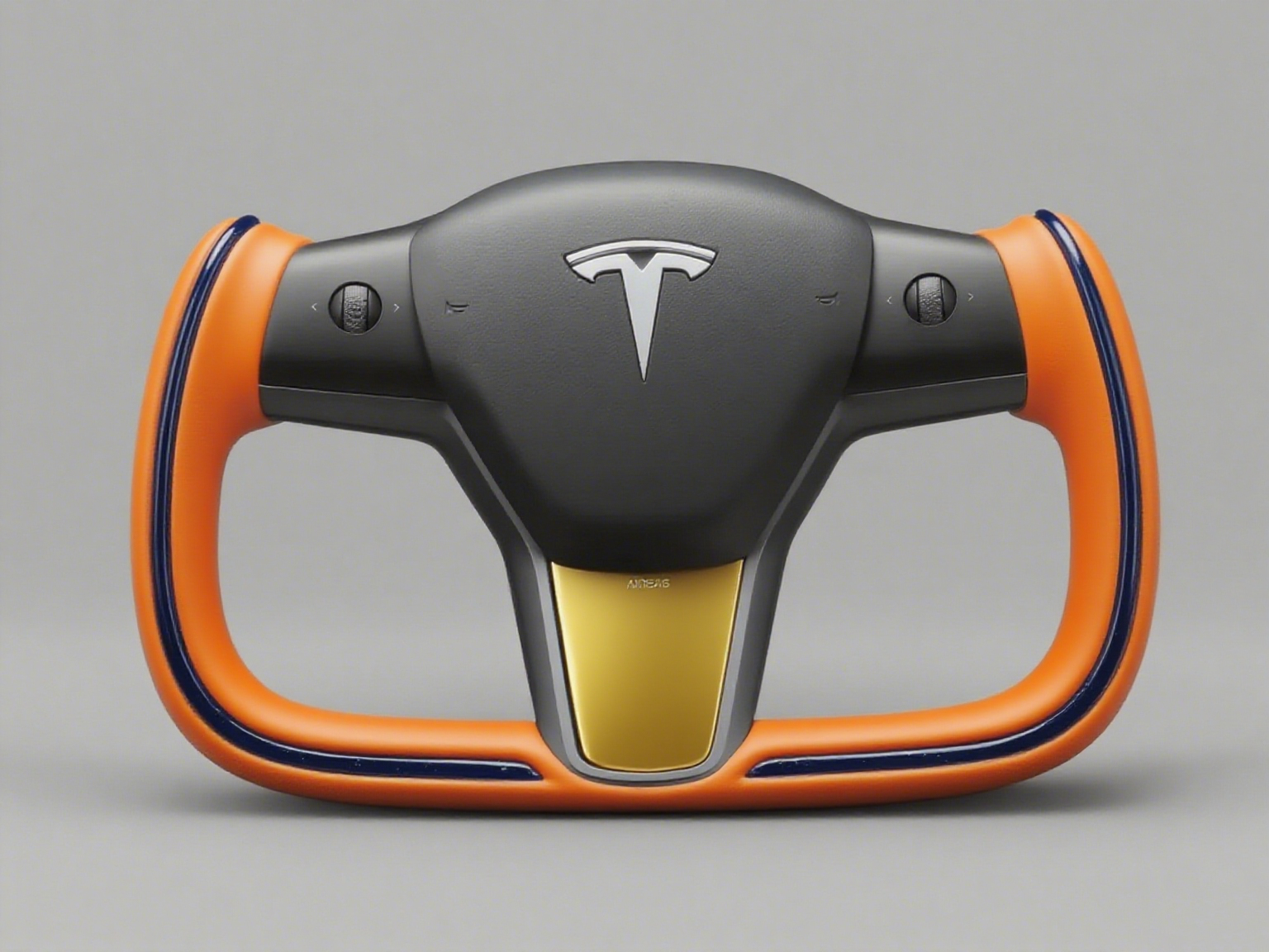 Blue and orange leather Tesla Model Y Yoke Steering Wheel(2020-2024) Axeco