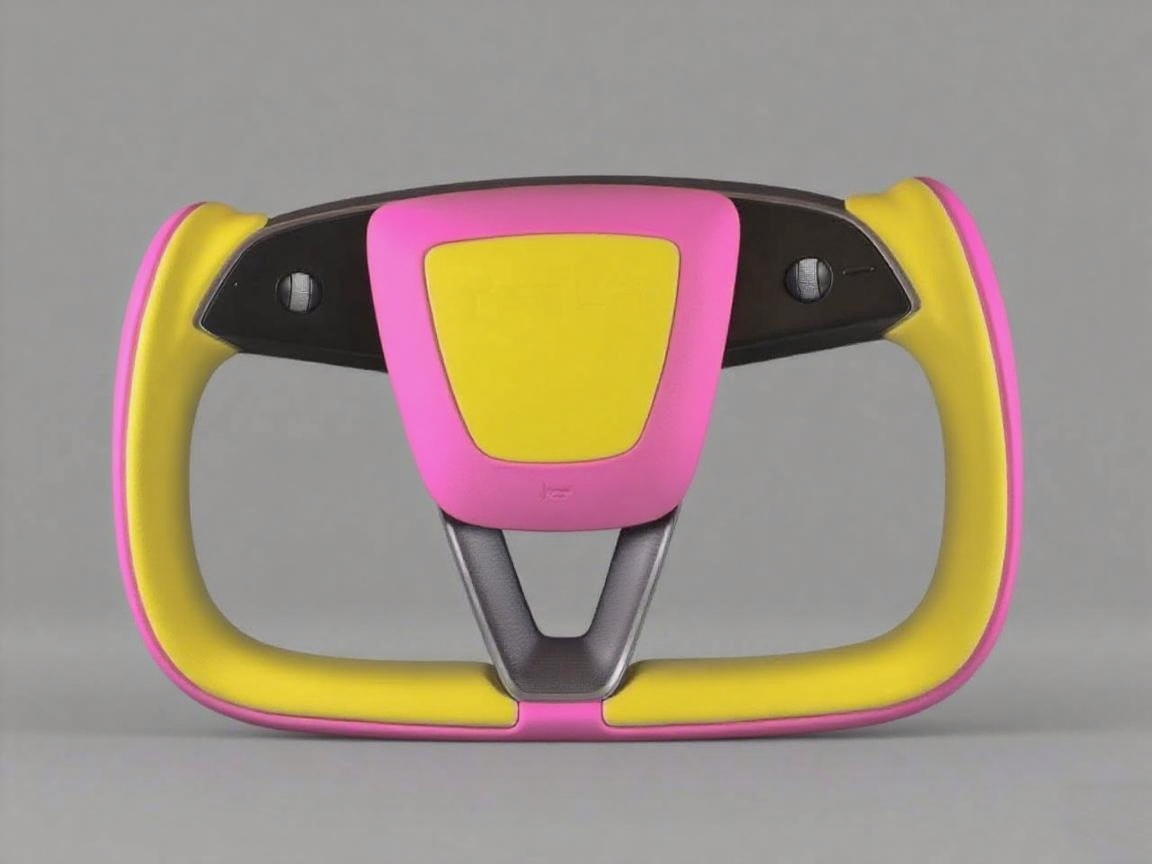 Yellow and pink Carbon Fiber Tesla model 3 highland YOKE Steering Wheel(2023.9+) Axeco