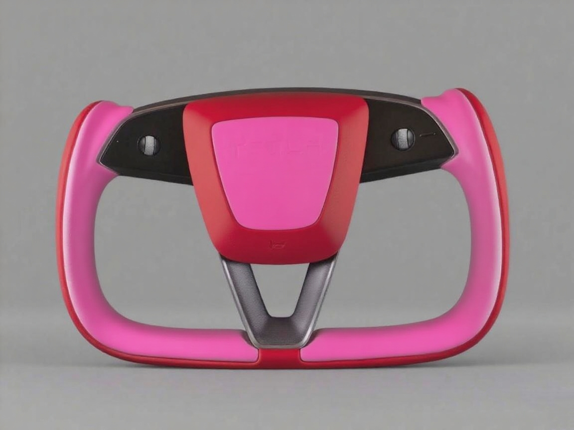 Pink and red Carbon Fiber Tesla model 3 highland YOKE Steering Wheel(2023.9+) Axeco