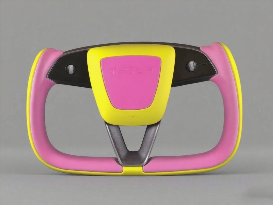 Pink and yellow Carbon Fiber Tesla model 3 highland YOKE Steering Wheel(2023.9+) Axeco