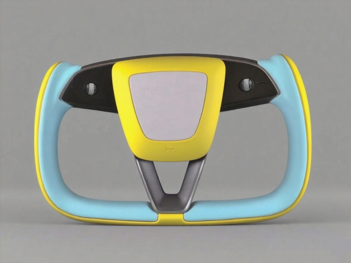 Light blue and yellow Carbon Fiber Tesla model 3 highland YOKE Steering Wheel(2023.9+) Axeco