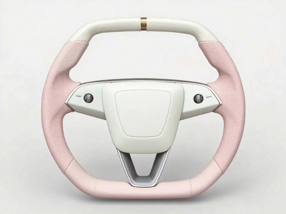 Gentle-Poem-Tesla-Steering-Wheel-with-Pink-white-Elegance Axeco