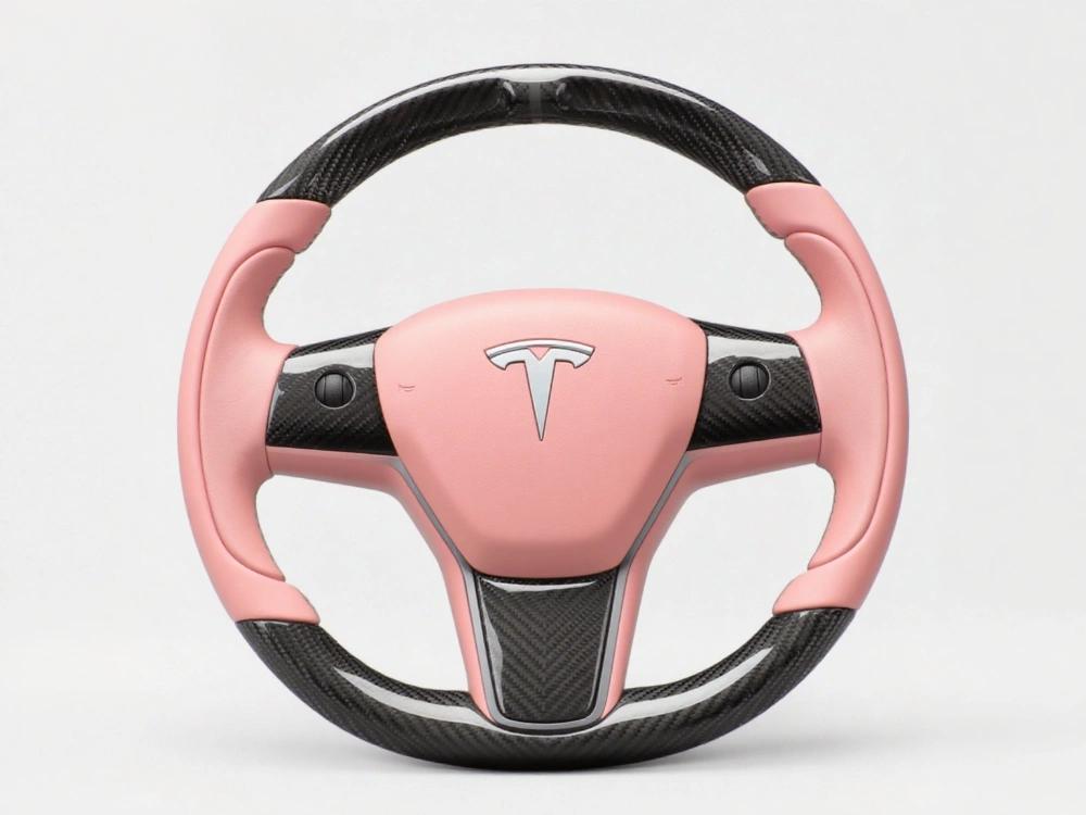 Pink Carbon Fiber Tesla Steering Wheel, Igniting the Passion of Girly   hearted Driving - Axeco