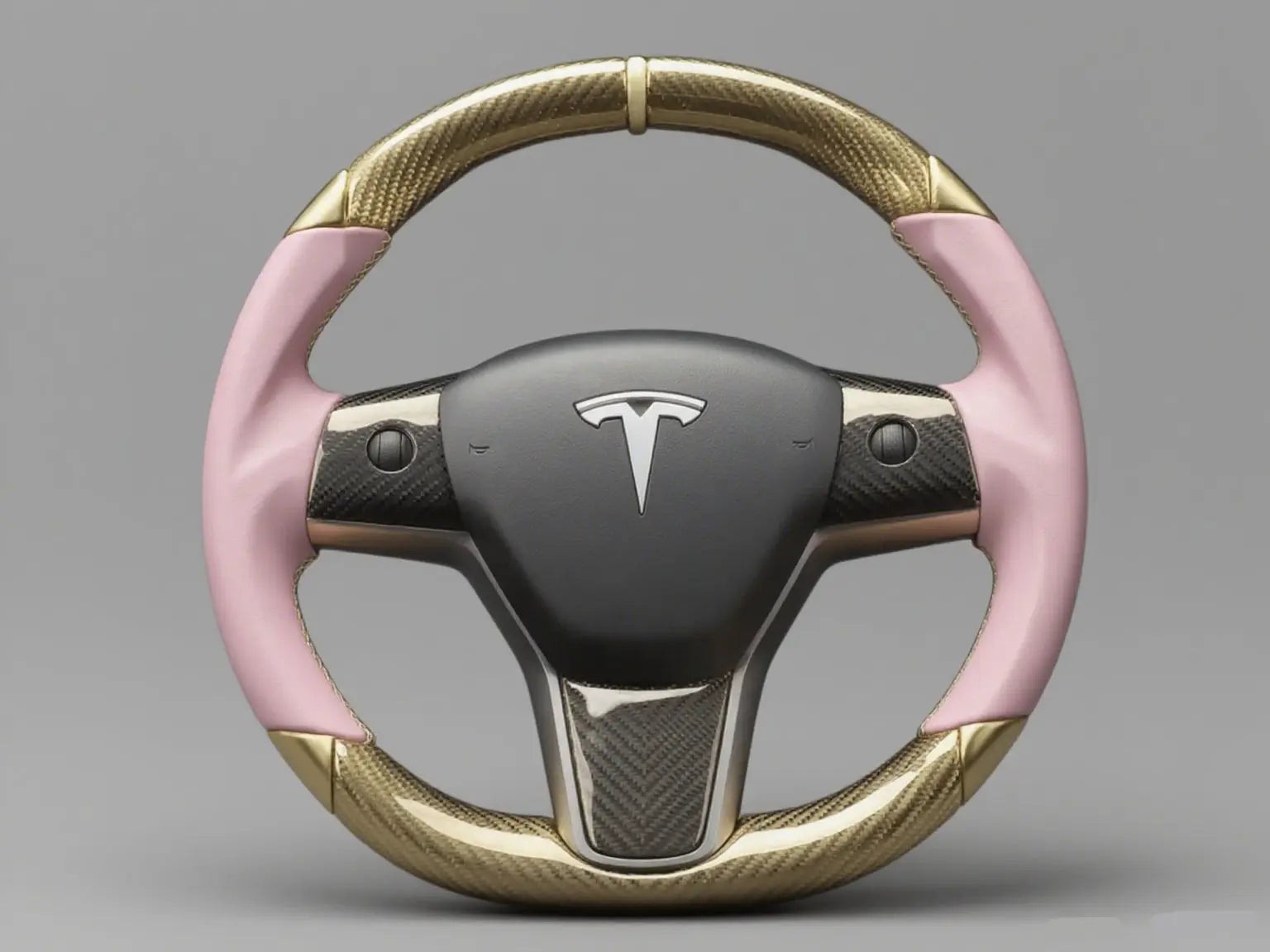 Pink-Gold-Carbon-Tesla-Steering-Wheel-DYNA-A-Fusion-of-Sweetness-and-Opulence Axeco