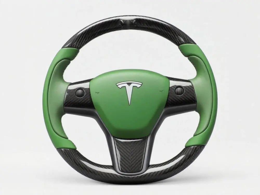 Tesla-Steering-Wheel-Carbon-fiber-Vivid-Green-Starting-a-Journey-of-Energetic-Driving Axeco
