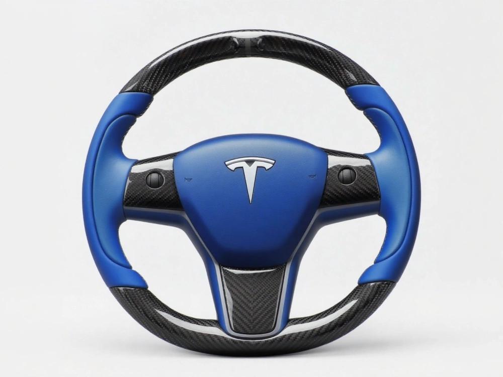 Tesla Steering Wheel with Carbon - fiber Blues, Driving into a New Realm of Driving - Axeco