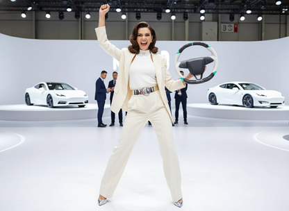 White and blue Carbon Fiber Tesla Model 3 Highland Custom Steering Wheel -DYNA(2023.9)