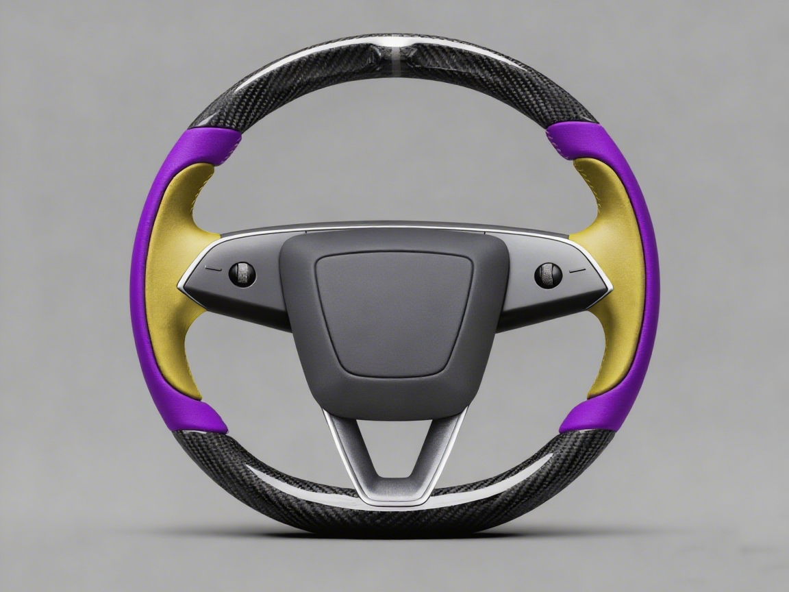 Deep purple and bright yellow Carbon Fiber Tesla Model Y Juniper Steering Wheel For Lady's -Track Master(2023.9+) Axeco