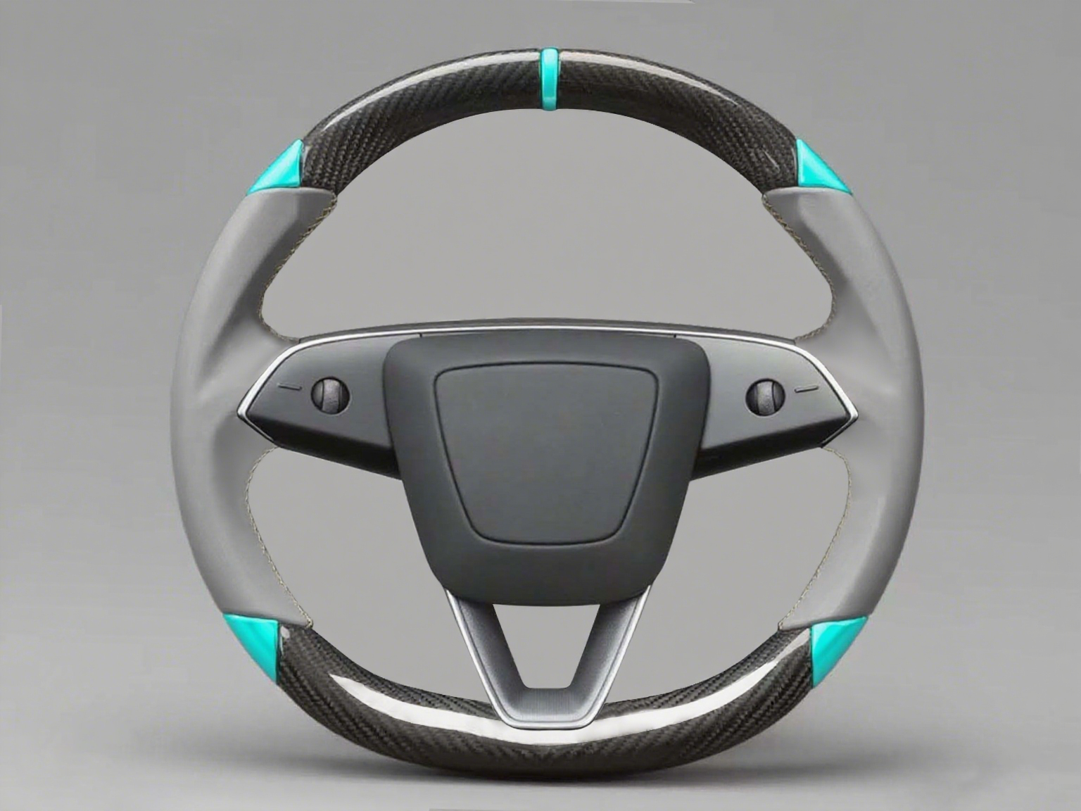 Grey and blue Carbon Fiber Customize Tesla Model Y Juniper Steering Wheel - DYNA (2025+) Axeco