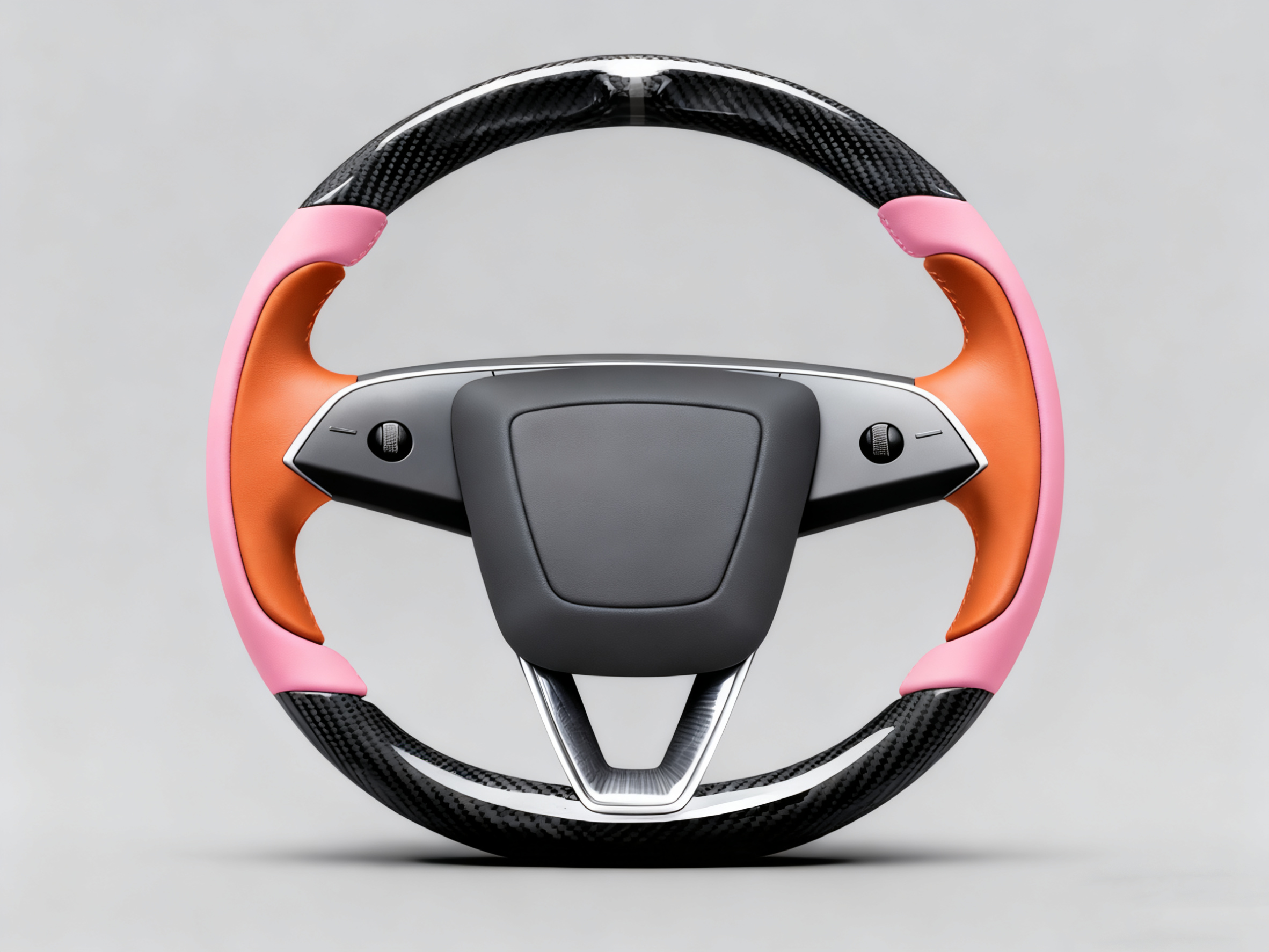 Bright pink and warm orange Carbon Fiber Tesla Model Y Juniper Steering Wheel For Lady's -Track Master(2023.9+) Axeco