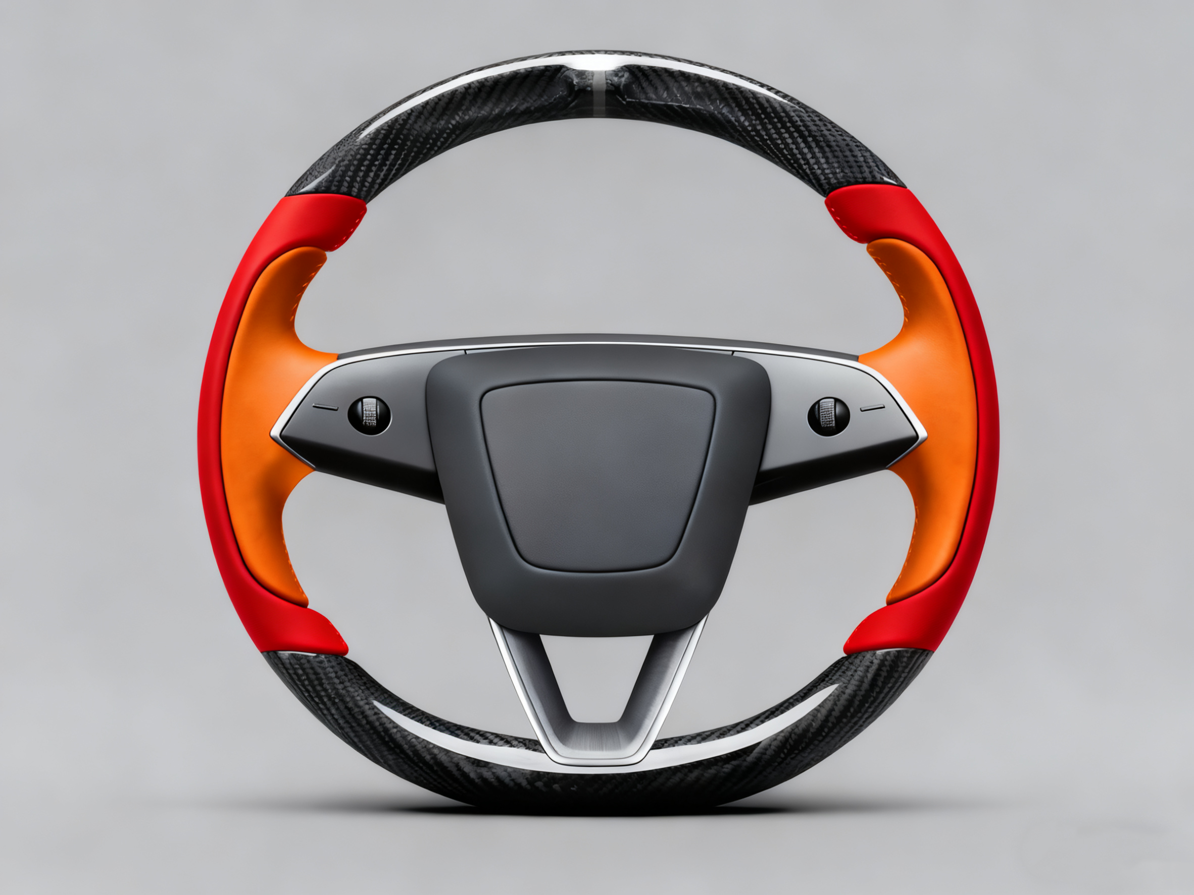 Bright red and orange-yellow Carbon Fiber Tesla model 3 highland Steering Wheel -Track Master(2023.9+) Axeco