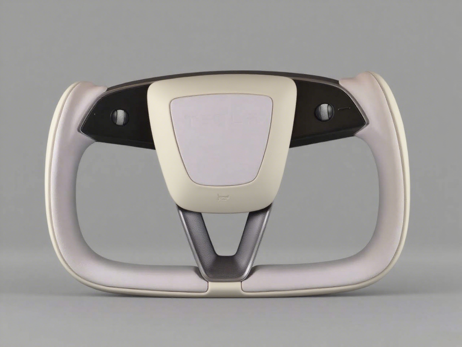 Light beige and white Carbon Fiber Tesla model 3 highland YOKE Steering Wheel(2023.9+) Axeco