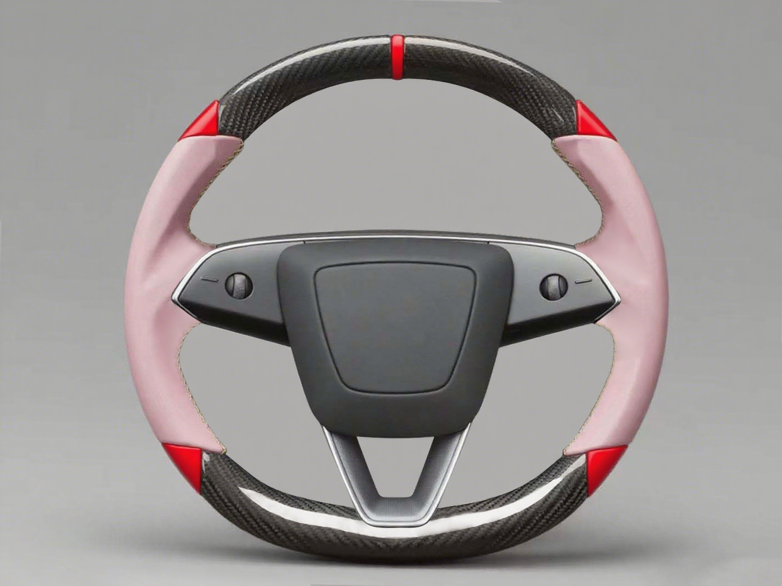 Pink and red Carbon Fiber Tesla Model 3 Highland Custom Steering Wheel -DYNA(2023.9) Axeco