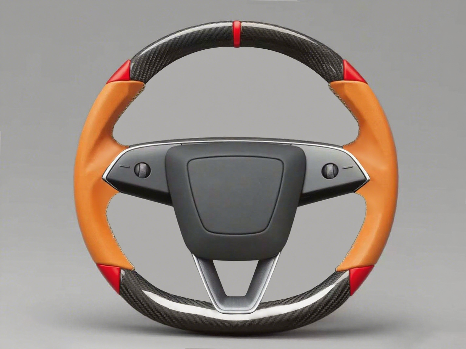 Orange and red Carbon Fiber Tesla Model 3 Highland Custom Steering Wheel -DYNA(2023.9) Axeco