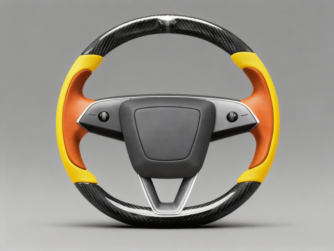 Bright yellow and warm orange Carbon Fiber Tesla Model Y Juniper Steering Wheel For Lady's -Track Master(2023.9+) Axeco