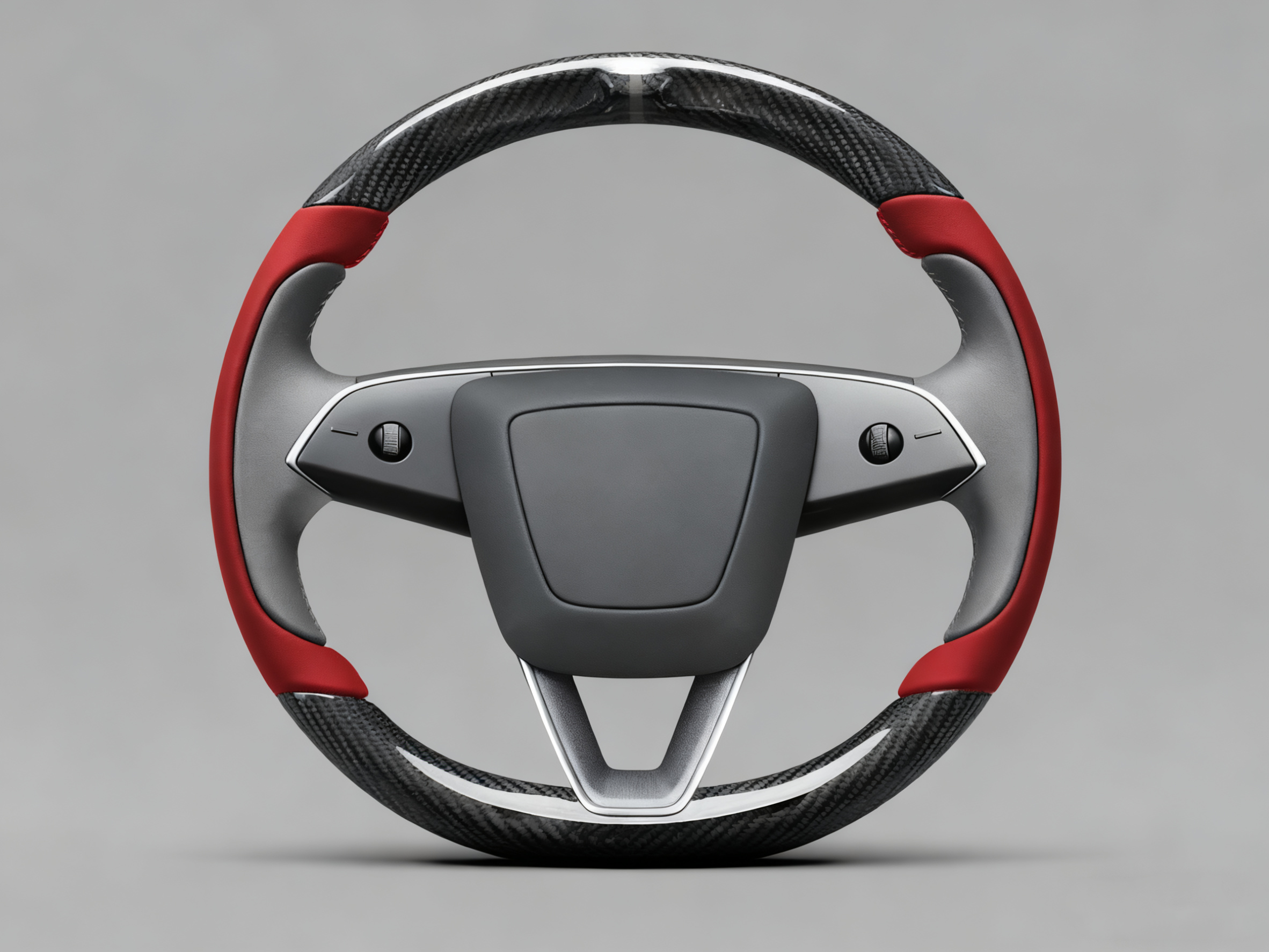 Red and silver grey Carbon Fiber Tesla model 3 highland Steering Wheel -Track Master(2023.9+) Axeco