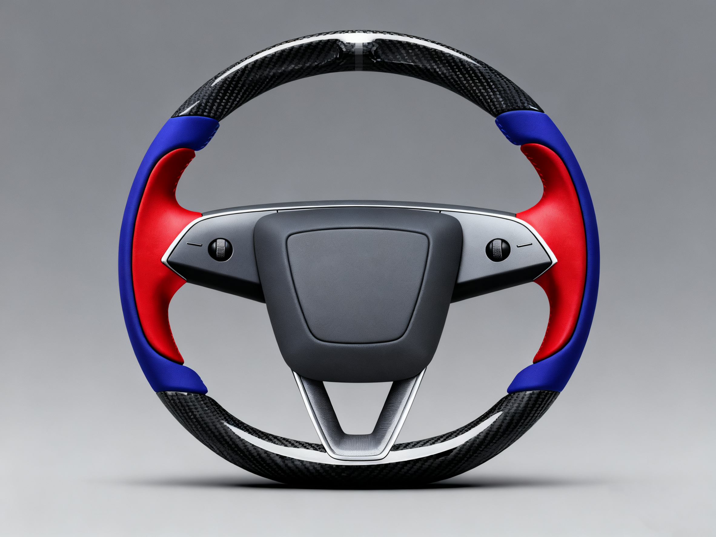 Red and Blue Carbon Fiber Tesla model 3 highland Steering Wheel -Track Master(2023.9+) Axeco