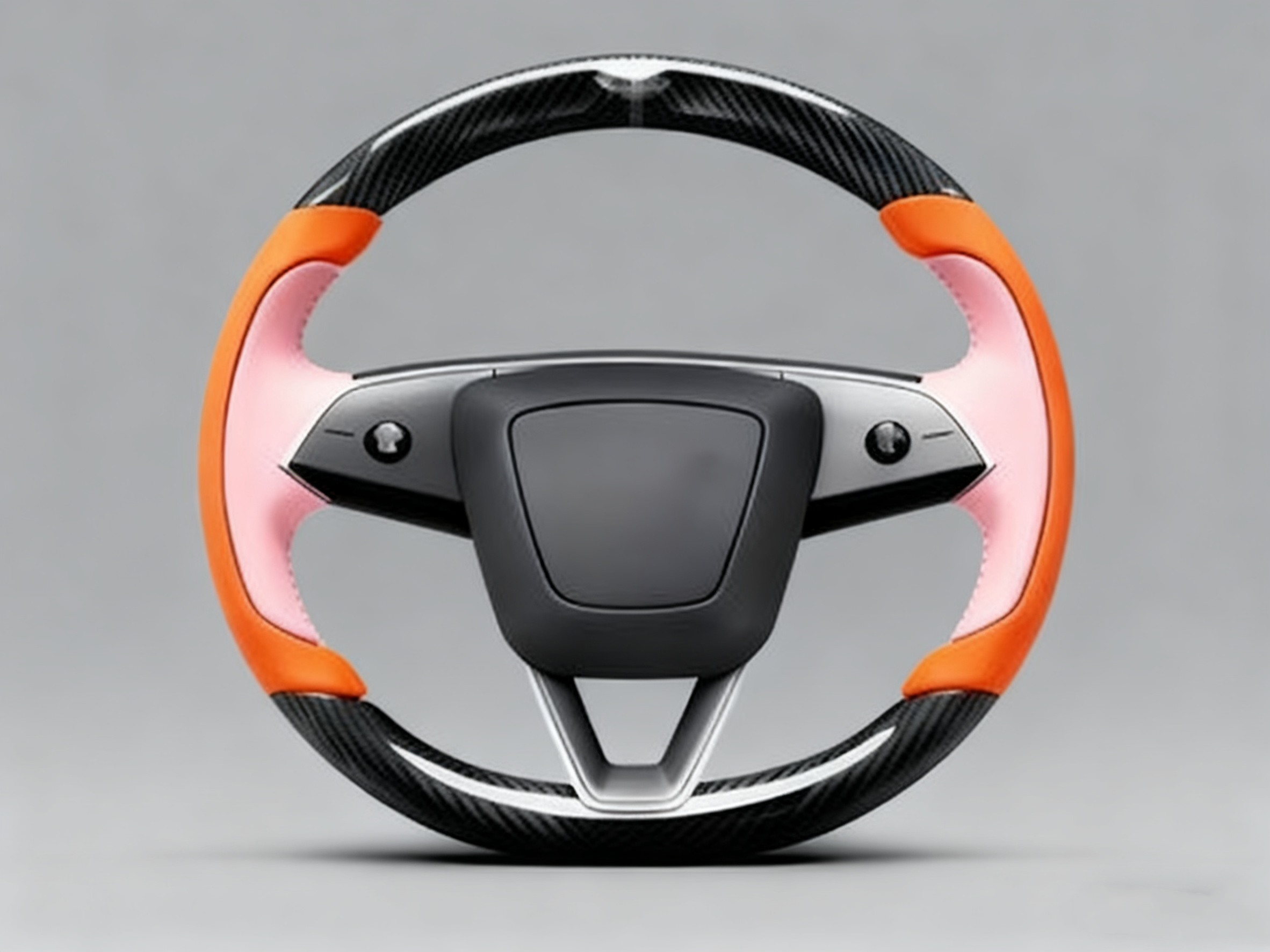 Bright orange and soft pink Carbon Fiber Tesla model 3 highland Steering Wheel -Track Master(2023.9+) Axeco