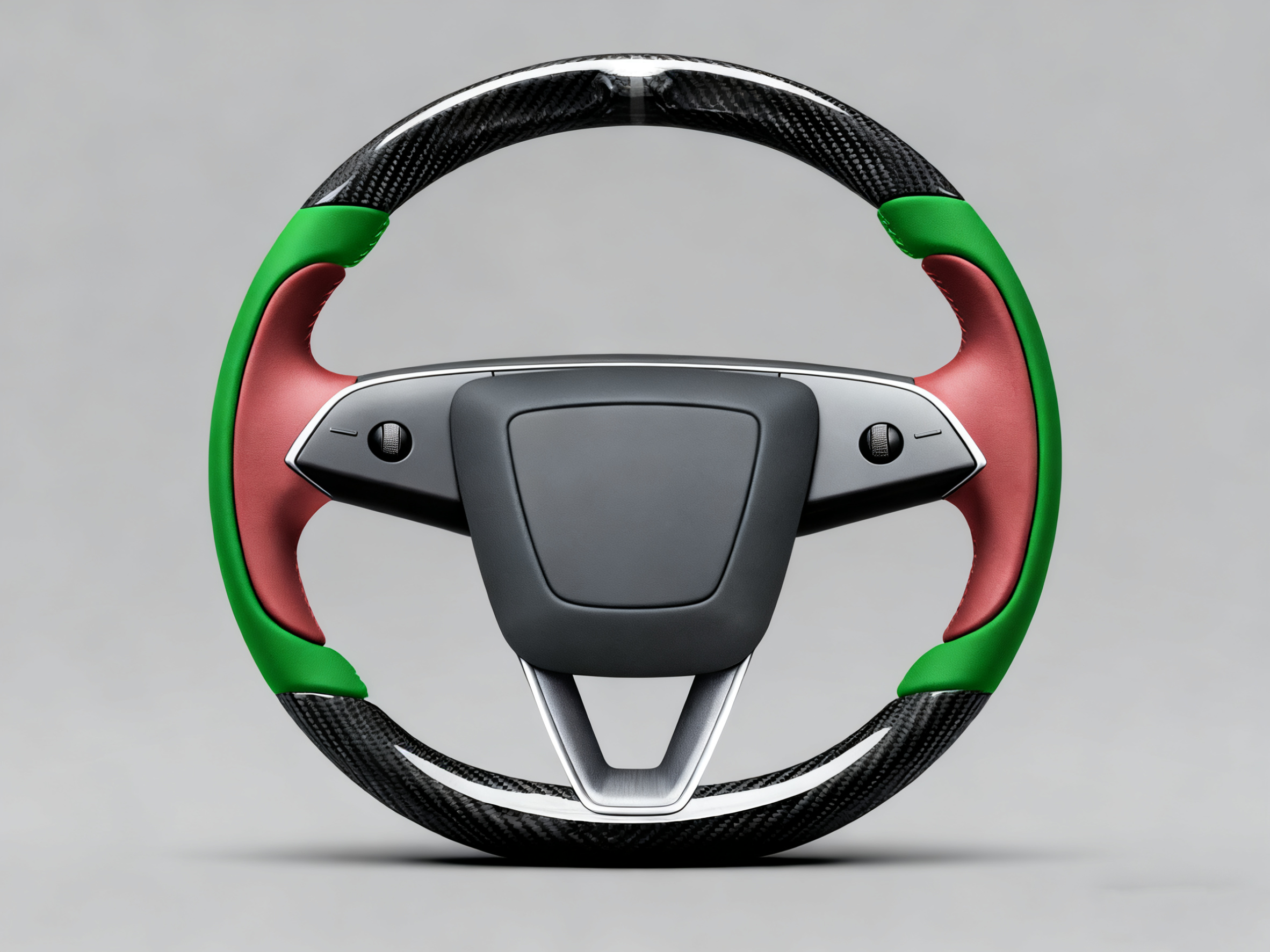 Emerald green and rose red Carbon Fiber Tesla Model Y Juniper Steering Wheel For Lady's -Track Master(2023.9+) Axeco