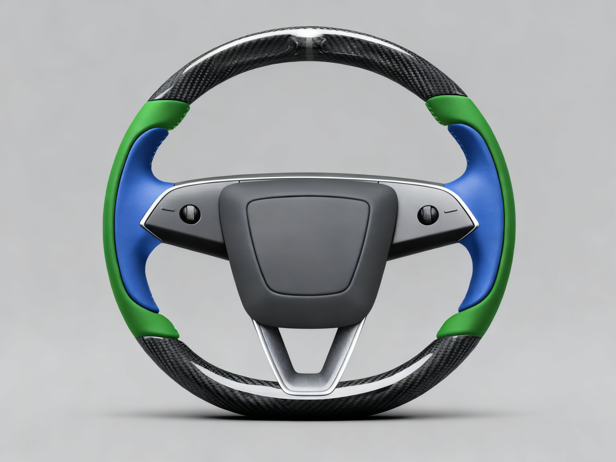 Emerald green and bright blue Carbon Fiber Tesla Model Y Juniper Steering Wheel For Lady's -Track Master(2023.9+) Axeco