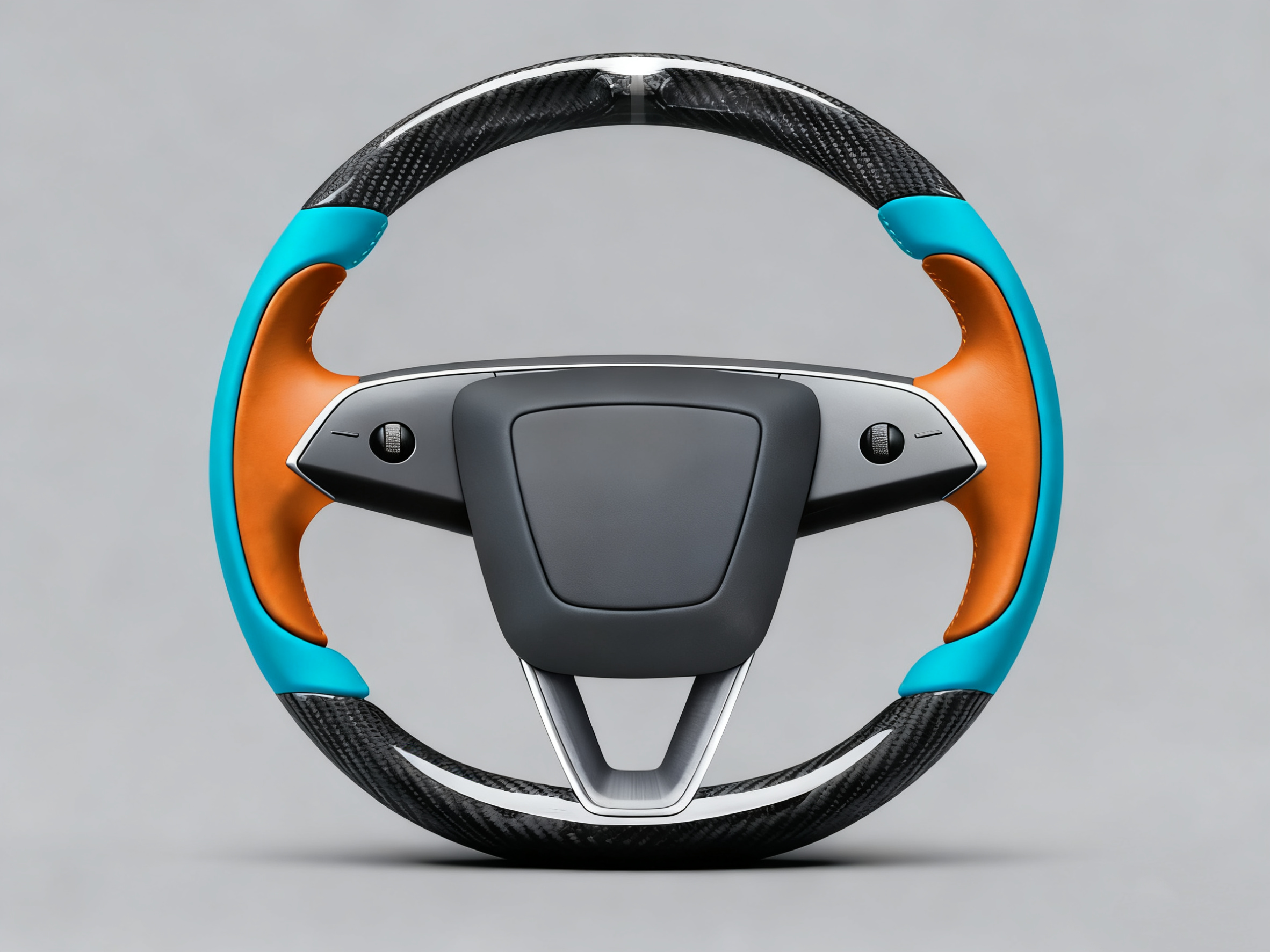 Bright orange and light blue-green Carbon Fiber Tesla model 3 highland Steering Wheel -Track Master(2023.9+) Axeco