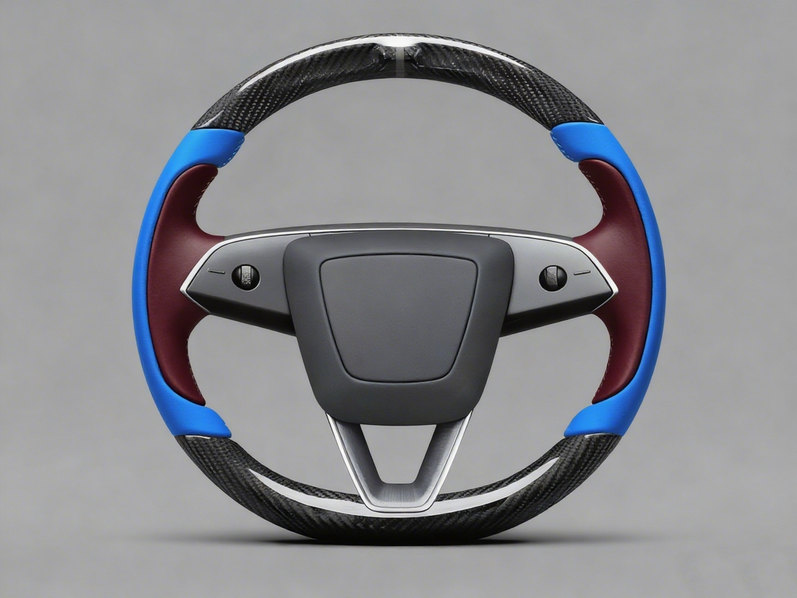 Deep sea blue and wine red Carbon Fiber Tesla Model Y Juniper Steering Wheel For Lady's -Track Master(2023.9+) Axeco
