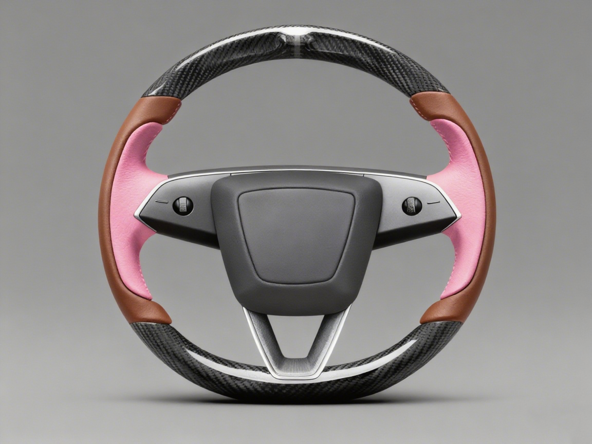 Brown and soft pink Carbon Fiber Tesla Model Y Juniper Steering Wheel For Lady's -Track Master(2023.9+) Axeco