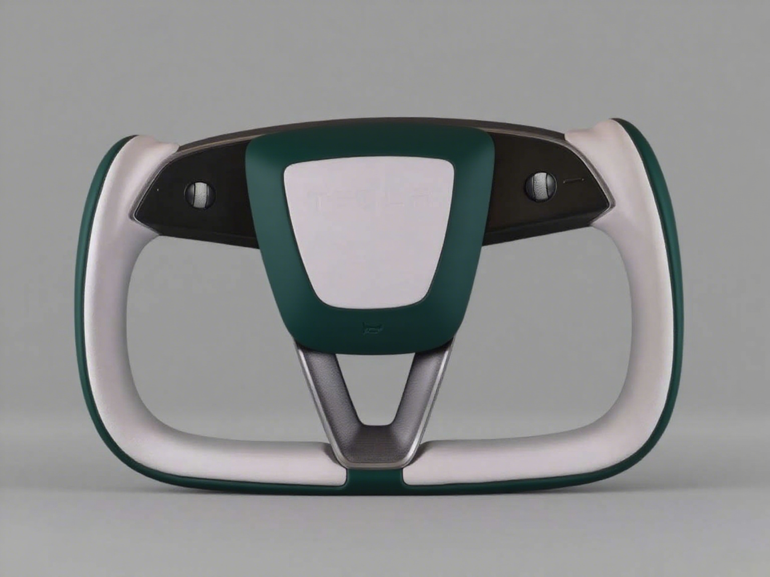 White and dark green Carbon Fiber Tesla model 3 highland YOKE Steering Wheel(2023.9+) Axeco