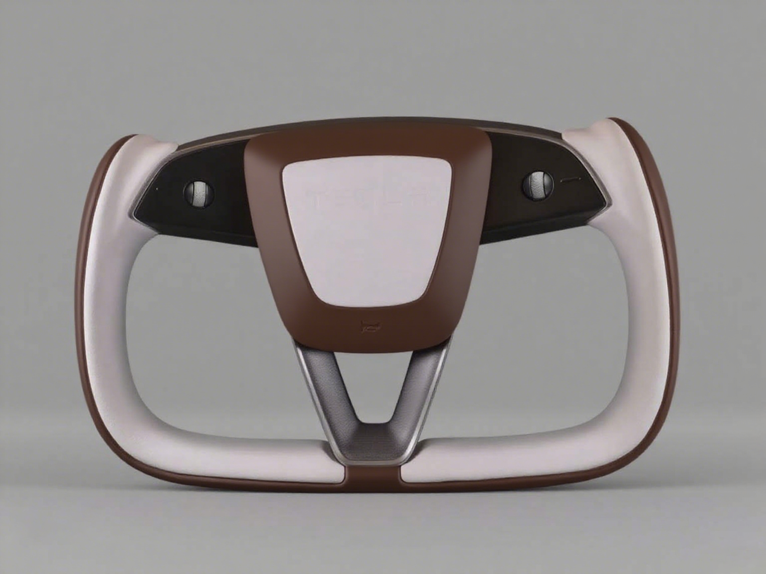 Off-white and dark brown Carbon Fiber Tesla model 3 highland YOKE Steering Wheel(2023.9+) Axeco