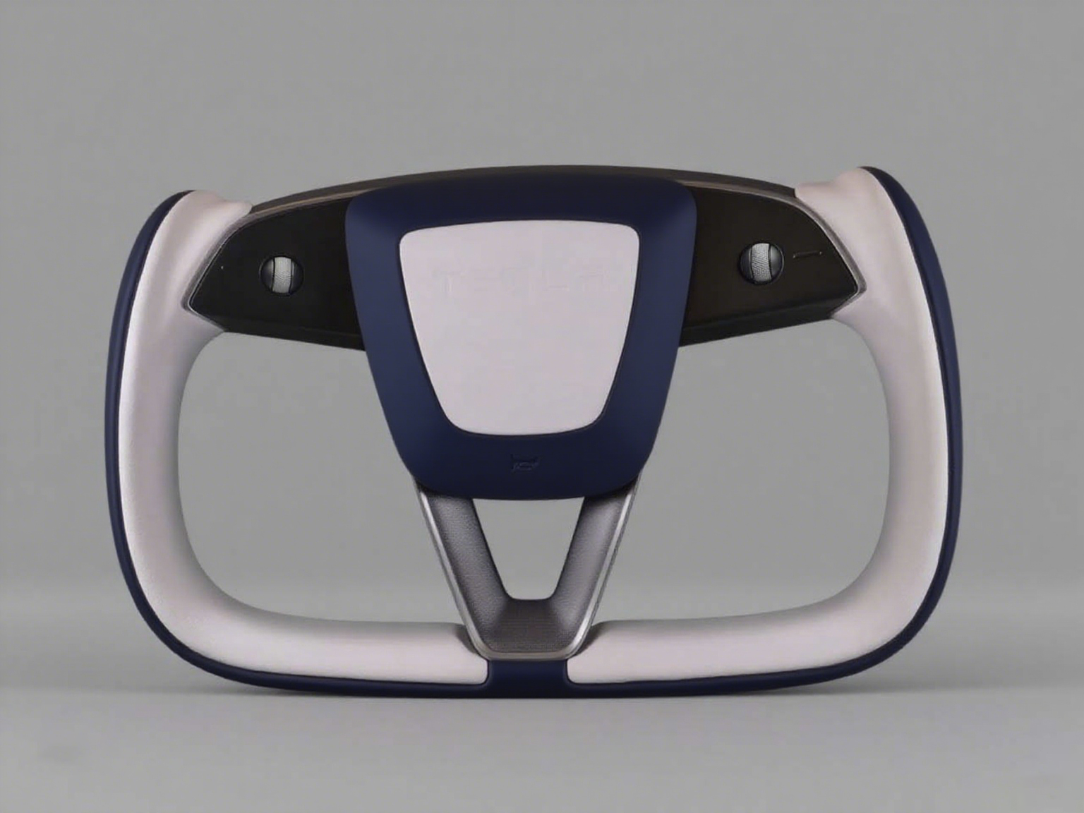 White and navy blue Carbon Fiber Tesla model 3 highland YOKE Steering Wheel(2023.9+) Axeco