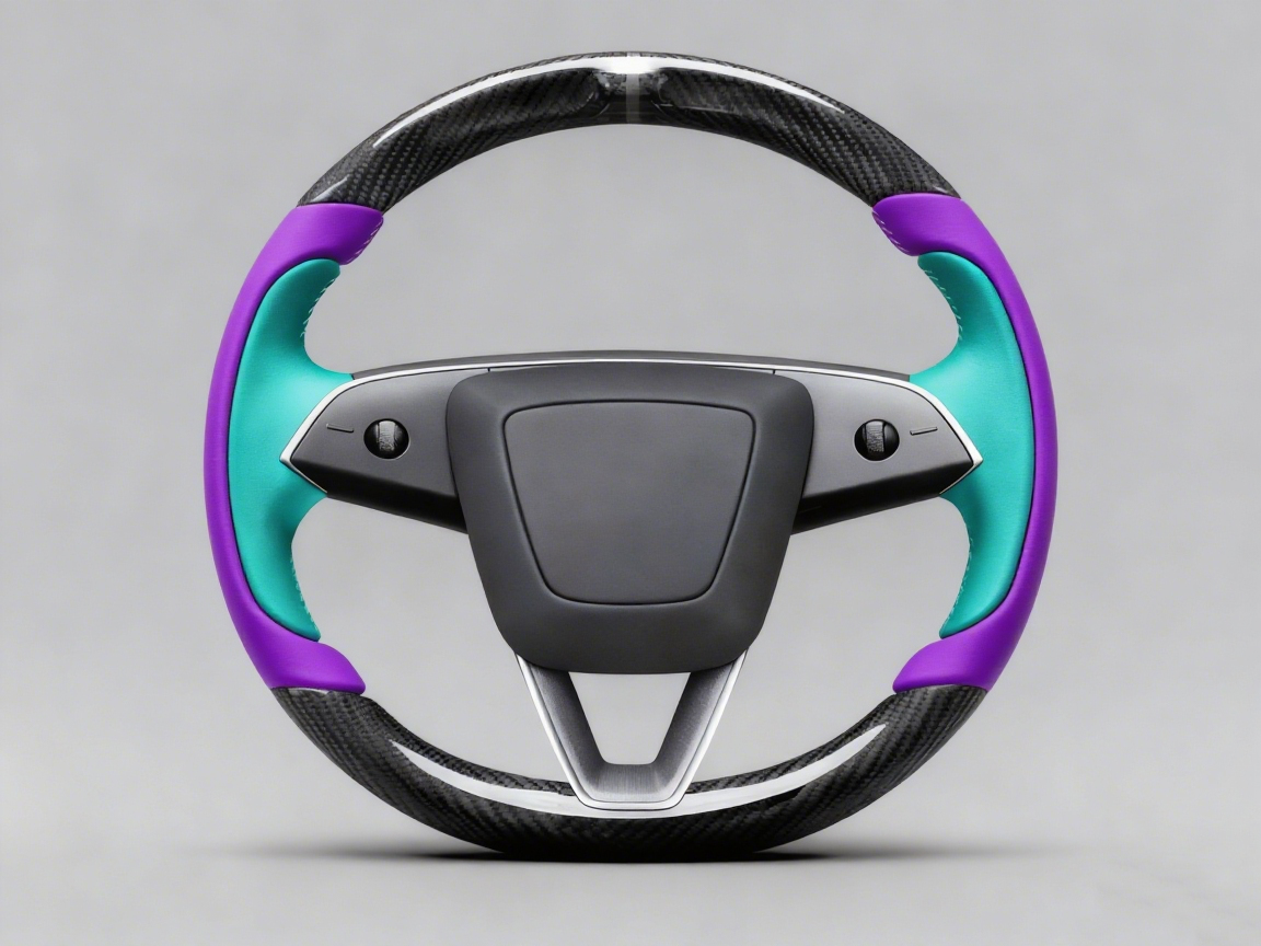 Deep purple and light blue-green Carbon Fiber Tesla model 3 highland Steering Wheel -Track Master(2023.9+) Axeco