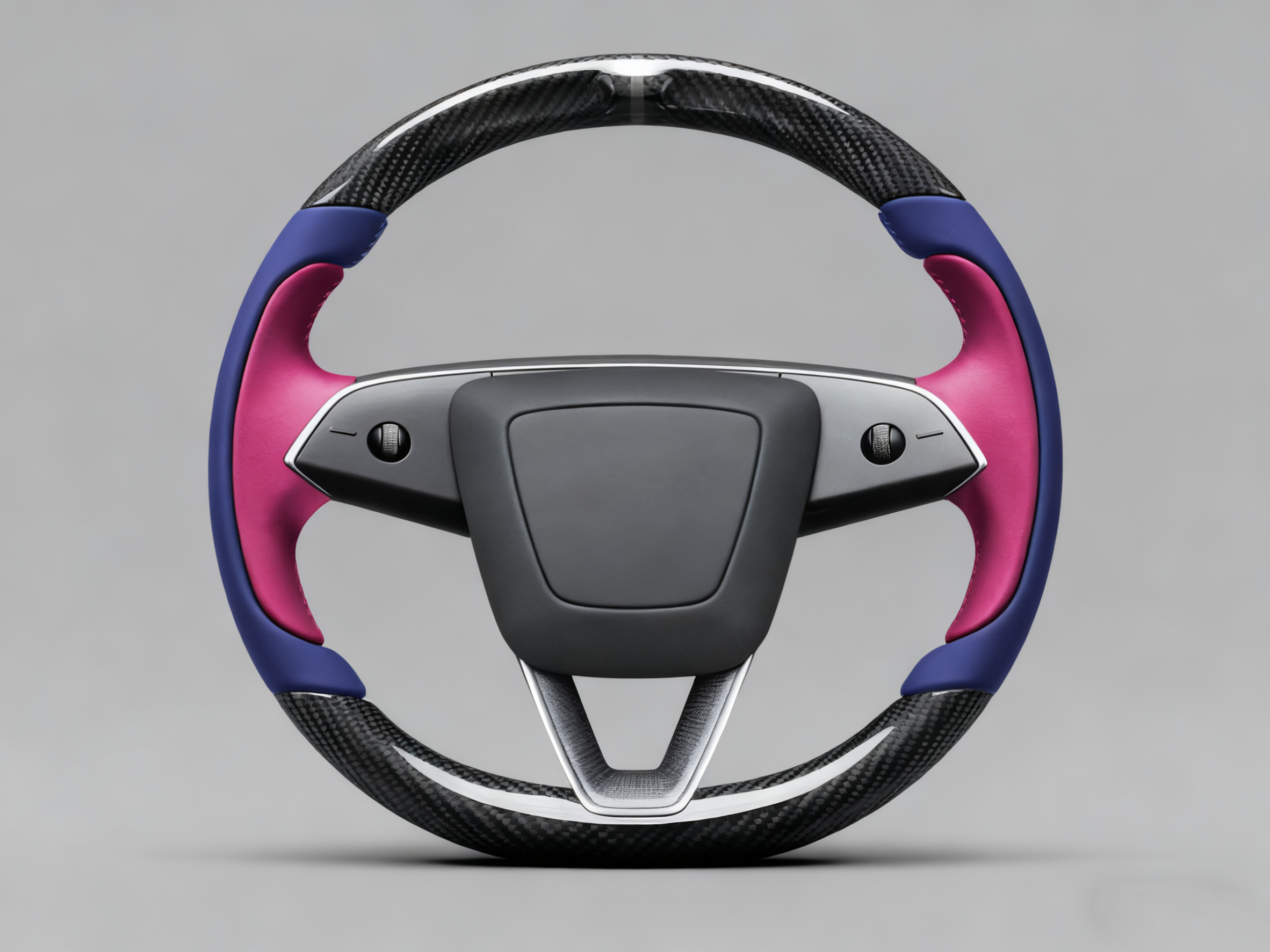 Deep sea blue and rose red Carbon Fiber Tesla Model Y Juniper Steering Wheel For Lady's -Track Master(2023.9+) Axeco