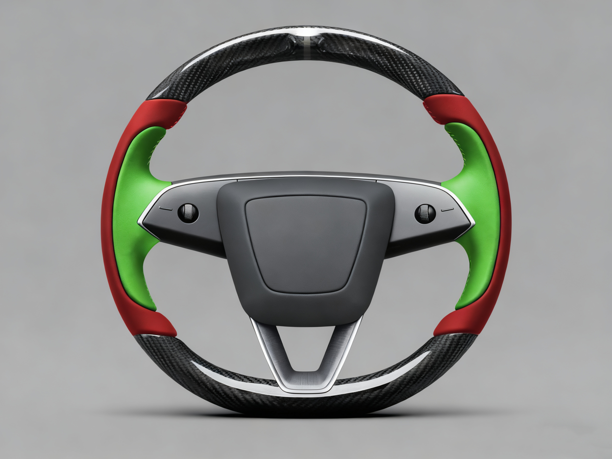 Red and emerald green Carbon Fiber Tesla model 3 highland Steering Wheel -Track Master(2023.9+) Axeco