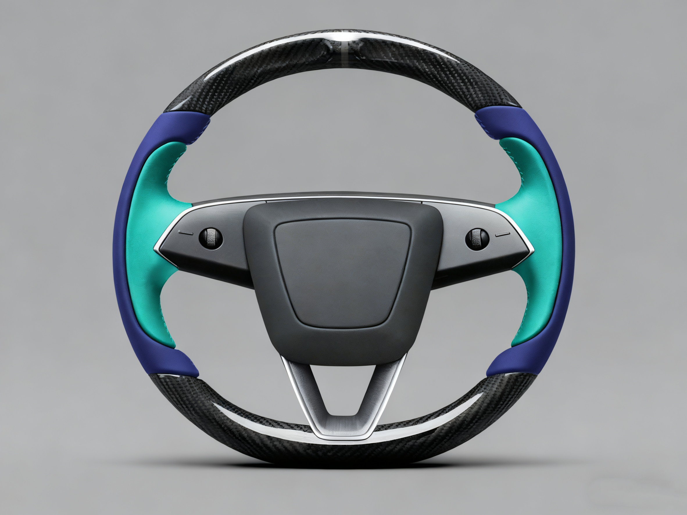 Deep sea blue and light blue-green Carbon Fiber Tesla model 3 highland Steering Wheel -Track Master(2023.9+) Axeco