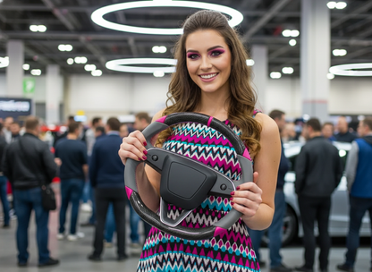 Gray and pink Carbon Fiber Tesla Model 3 Highland Custom Steering Wheel -DYNA(2023.9) Axeco